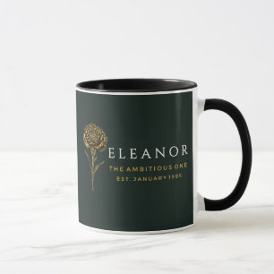 Luxury Gold Birth Flower Custom Name Mug - January