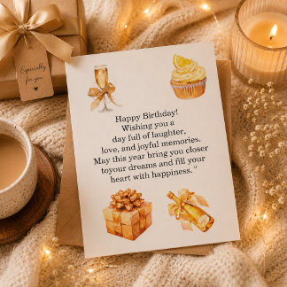 Luxury Gold Birthday Card for Her | Elegant Happy