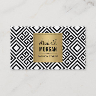 Luxury Gold Black and Abstract Geometric Pattern Business Card