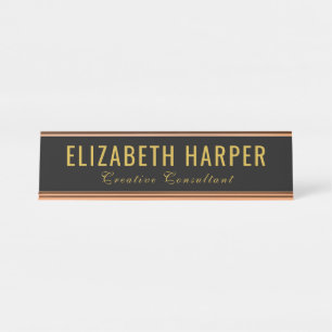 Luxury Gold & Black Boss Lady Custom Desk Name Plate