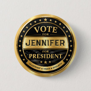 Luxury Gold Black Campaign 2 Inch Round Button