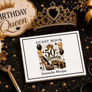 Luxury Gold Black Confetti 50th Birthday Party Gue Guest Book