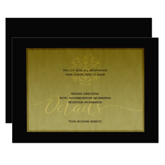 Luxury gold black elegant wedding guest details card