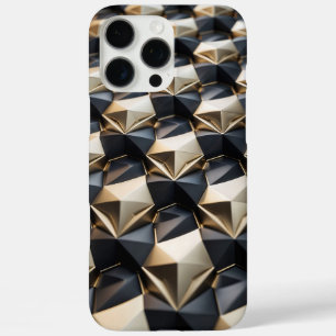 Luxury Gold Black Geometric 3D Pattern iPhone 16 Pro Max Case