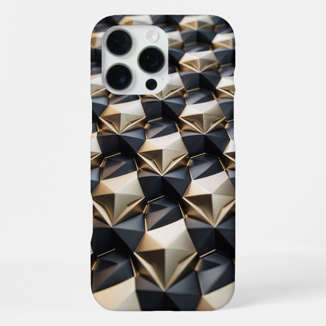 Luxury Gold Black Geometric 3D Pattern iPhone Case (Back)