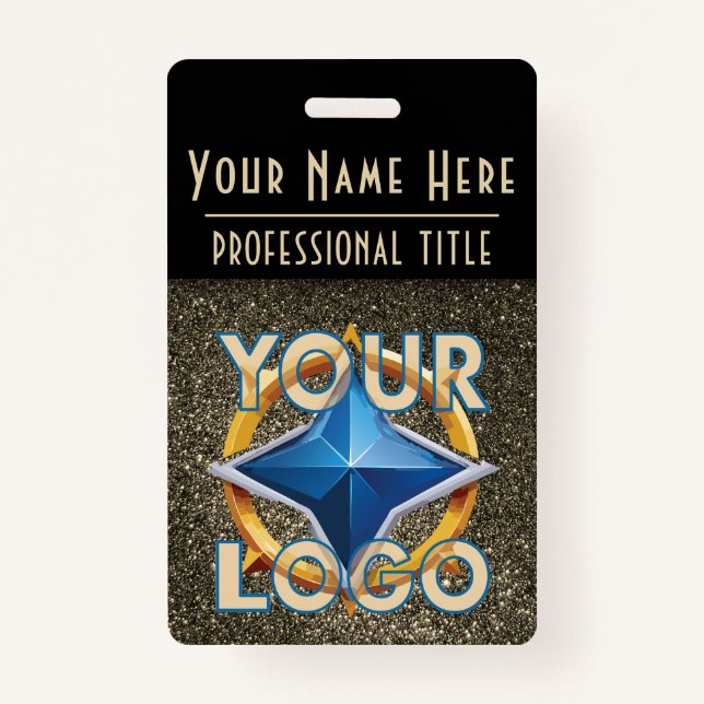 Luxury Gold & Black ID Badge Template Business  (Front)