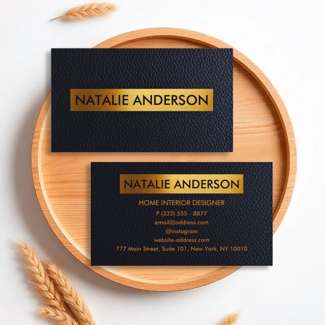 Luxury Gold & Black Leather Business Card (Creator Uploaded)