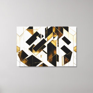 Luxury Gold Black Marble Abstract Canvas Print