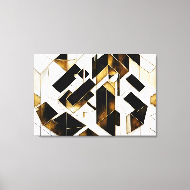 Luxury Gold Black Marble Abstract Canvas Print (Front)