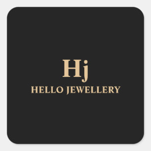 Luxury Gold Black Monogram Minimal Square Sticker