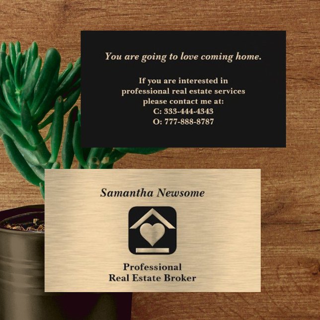 Luxury Gold & Black Real Estate Business Card (Creator Uploaded)