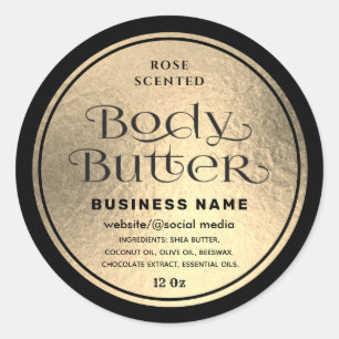 Luxury gold black script  body butter label