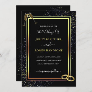 Luxury Gold Black Wedding Invitation