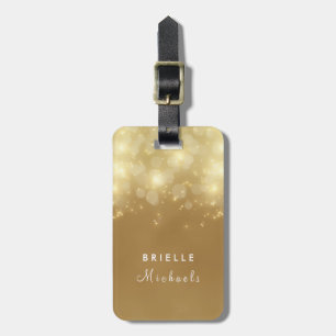 Luxury Gold Bokeh Glow Faux Glitz With Name Luggage Tag