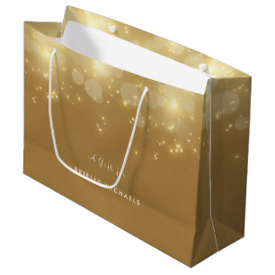 Luxury Gold Bokeh Sparkle Elegant Glow With Name Large Gift Bag