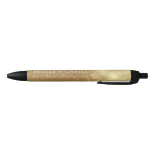 Luxury Gold Bokeh Sparkle Glamour Boutique Black Ink Pen