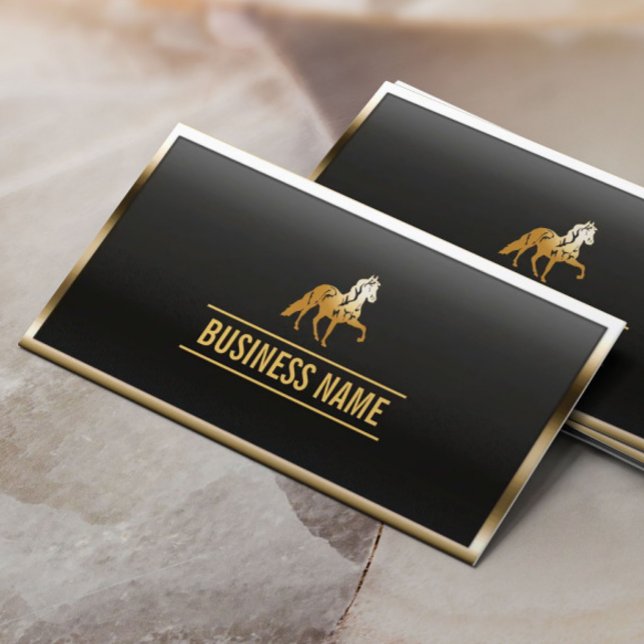 Luxury Gold Border Horse Equine Business Card (Creator Uploaded)
