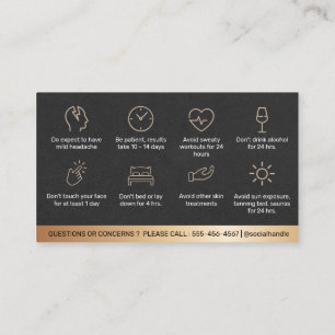Luxury Gold Botox Filler Instruction Aftercare Business Card
