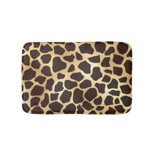 Luxury Gold Brown Giraffe Animal Print Pattern Bath Mat