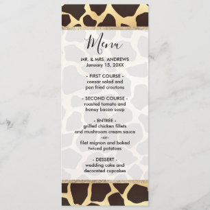 Luxury Gold Brown Giraffe Animal Print Pattern Menu