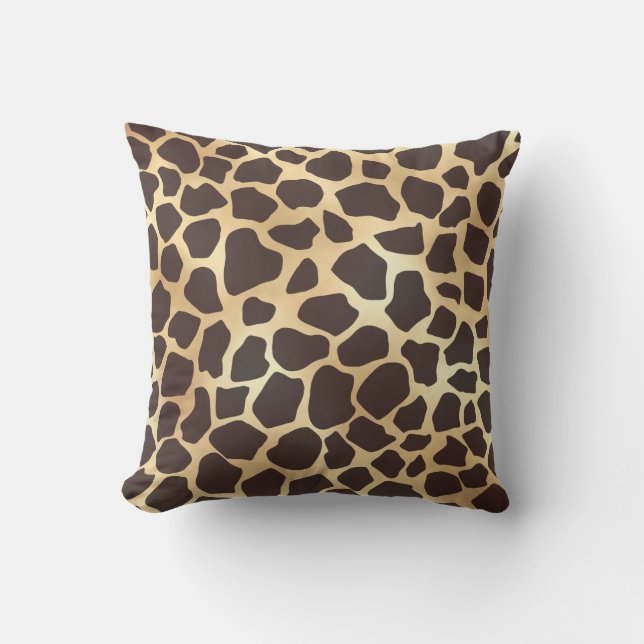 Luxury Gold Brown Giraffe Animal Print Pattern Outdoor Pillow (Front)