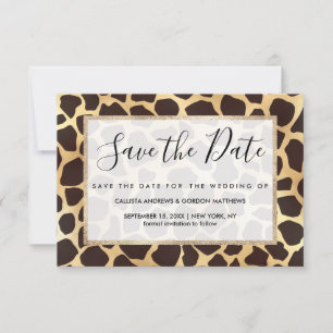Luxury Gold Brown Giraffe Animal Print Pattern Save The Date