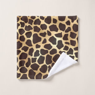 Luxury Gold Brown Giraffe Animal Print Pattern Wash Cloth