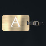 Luxury Gold Brushed Metal Monogram Name Initial Luggage Tag<br><div class="desc">Luxury Gold Brushed Metal Foil Monogram Name and Initial Luggage Tag. This bag tag is perfect for Back to School,  Work,  or Travelling.</div>