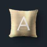 Luxury Gold Brushed Metal Monogram Name Initial Throw Pillow<br><div class="desc">Luxury Gold Foil Brushed Metal Monogram Name and Initial Pillow. The pillow makes the perfect gift for someone decorating her room in style.</div>