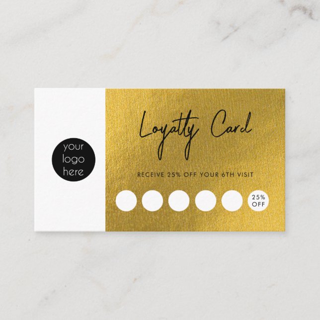 Luxury Gold Business Logo QR Code Loyalty  Card (Front)