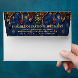 Luxury Gold Business Logo Return Address Navy Blue Envelope