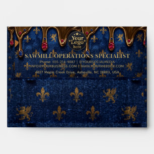 Luxury Gold Business Logo Return Address Navy Blue Envelope