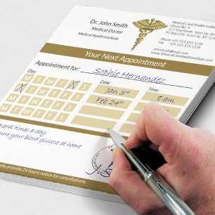 Luxury Gold Caduceus Precious Medical Appointment Notepad