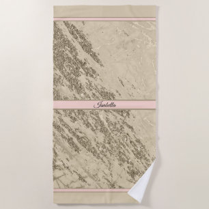 Luxury Gold Champagne Glitter Marble Customize Beach Towel