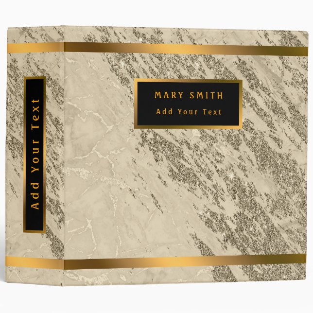 Luxury Gold Champagne Glitter Marble Customize Binder (Front/Spine)
