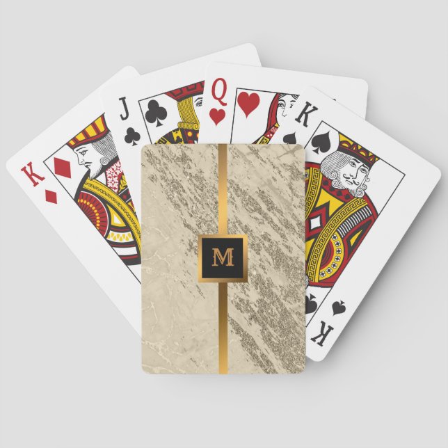 Luxury Gold Champagne Glitter Marble Customize Playing Cards (Back)