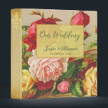 Luxury gold chic vintage roses elegant wedding binder<br><div class="desc">Elegant, luxury and romantic wedding planning binder with roses in a classy vintage floral colour palette with shades of crimson red, tan beige, yellow gold and royal green with classic style typefaces on a golden like frame. Please note that the golden shades are printed. On the back and on the...</div>
