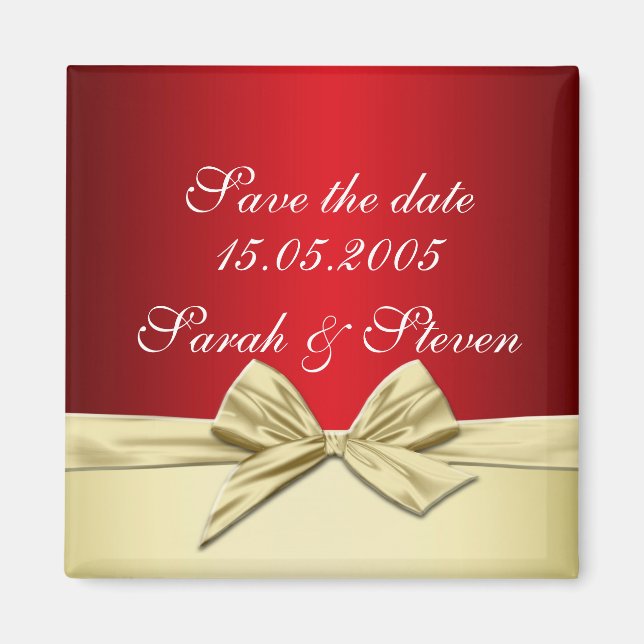 Luxury Gold Christmas Ribbon Save the date Magnet (Front)