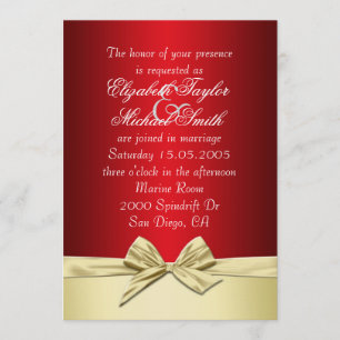 Luxury Gold Christmas Ribbon Wedding Invite