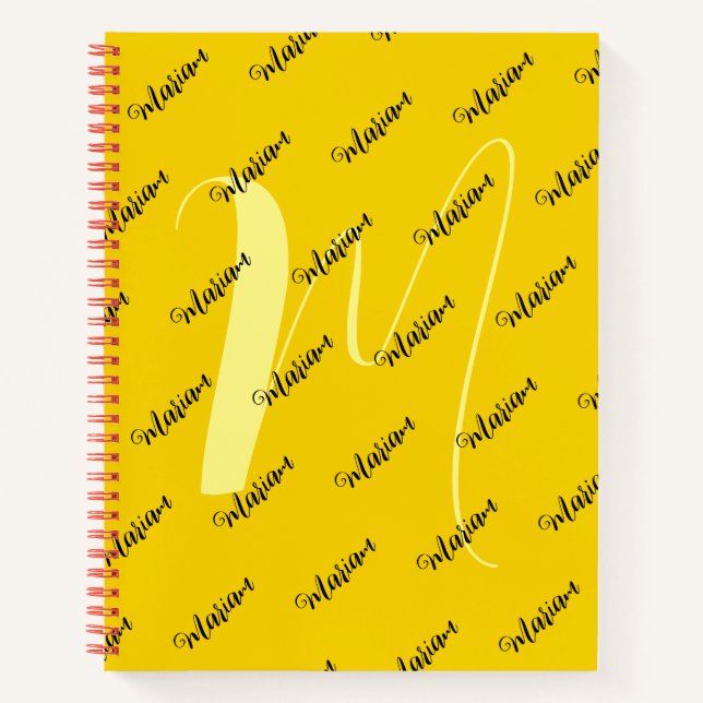 Luxury Gold Colour - Chic Initial Name Monogrammed Notebook (Front)