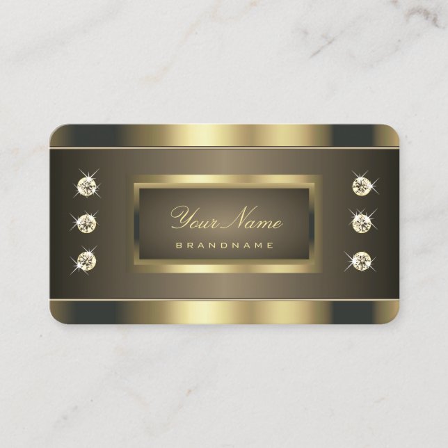 Luxury Gold Colours with Luminous Faux Rhinestones Business Card (Front)
