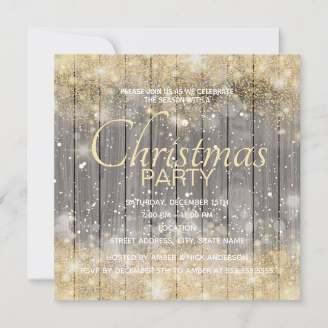 Luxury gold confetti Christmas Party Invitation (Front)