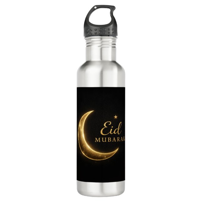 Luxury Gold Crescent Eid Mubarak Bottle Modern Isl (Front)