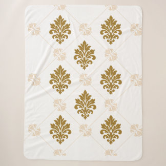 Luxury Gold Damask Seamless Pattern Graphic Sherpa Blanket