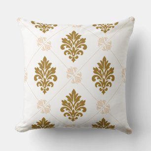 Luxury Gold Damask Seamless Pattern Graphic Throw Pillow