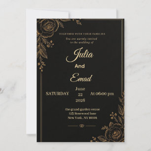 Luxury Gold & Dark Wedding Invitation Template