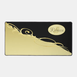 Luxury gold decorative on gold & black background  desk mat