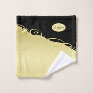 Luxury gold decorative on gold & black, Monogram Bath Towel Set
