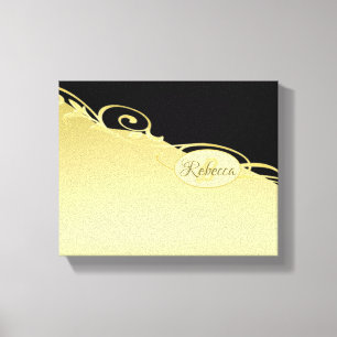 Luxury gold decorative on gold & black, Monogram, Canvas Print