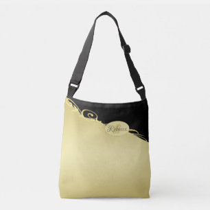 Luxury gold decorative on gold & black, Monogram,  Crossbody Bag